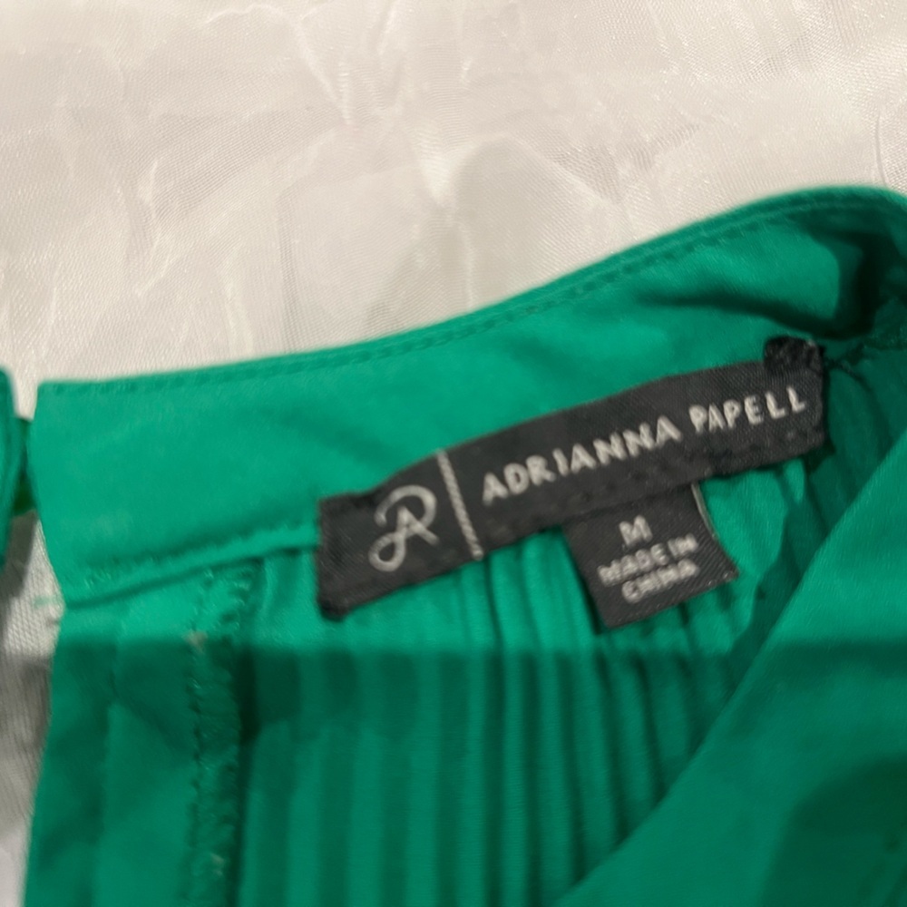 Adrianna Papell Teal Pleated Blouse - Picture 3 of 3